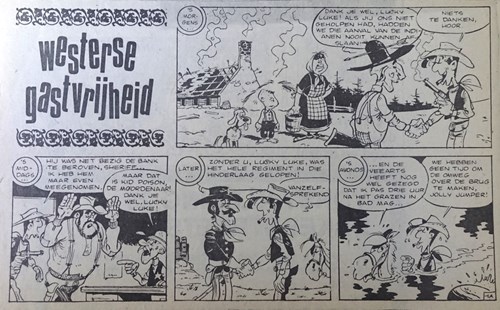 Lucky Luke - Krantenuitgaves  - Westerse gastvrijheid, Krantenknipsel, Eerste druk (1977) (Leidse Courant)