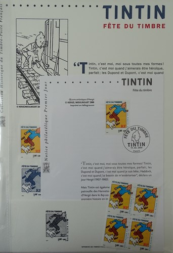 Tintin fête du timbre. Collection historique du timbre-poste Français