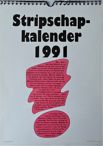 Stripschap kalender - 1991