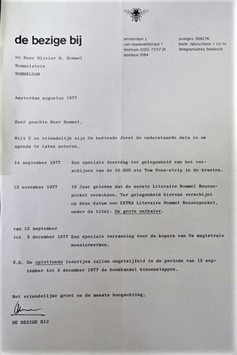 Marten Toonder - Brief aan Heer Bommel door uitgeverij De bezige Bij.