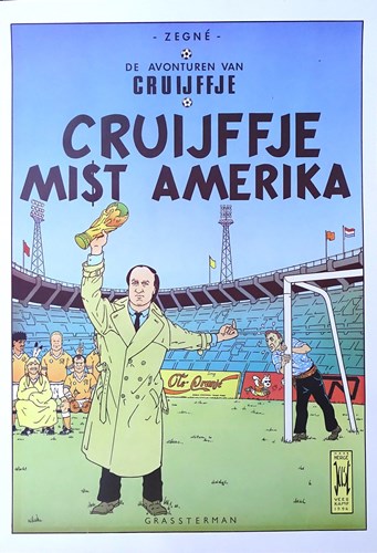 Naar Kuifje - Lithografie Cruijffje mist Amerika