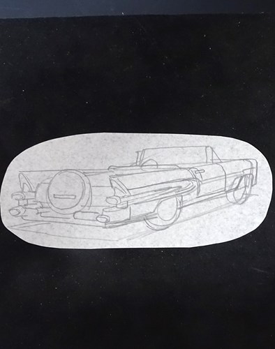 Franka - Originele tekening Amerikaanse cabriolet