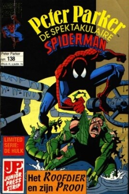 Peter Parker, de Spektakulaire Spiderman 138 - Het roofdier en zijn prooi deel 2 + Web of Doom, Softcover (Juniorpress)