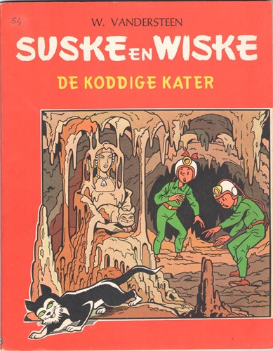 Suske en Wiske - Tweekleurenreeks gelijkvormig 54 - De koddige kater, Softcover, Eerste druk (1965) (Standaard Boekhandel)