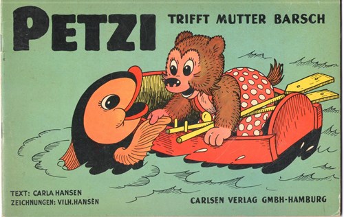 Pol, Pel en Pingo - Duitstalig (Petzi)  - Petzi trifft Mutter Barsch, Softcover, Eerste druk (1954) (Carlsen)