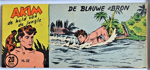 Akim - Held van de jungle, de 32 - De blauwe bron, Softcover, Eerste druk (1954) (Walter Lehning)