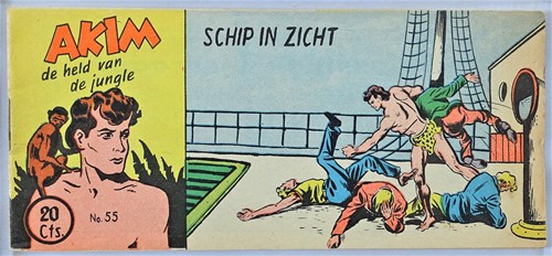 Akim - Held van de jungle, de 55 - Schip in zicht, Softcover, Eerste druk (1954) (Walter Lehning)