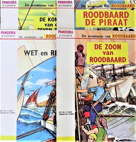 Roodbaard - Pandora jeugdserie  - Complete serie van 4 delen, Softcover, Eerste druk (1965) (N.V. Nederland)