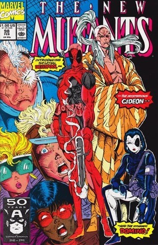 New Mutants, the (1983 - 1991) 98 - Introducing the Lethal Deadpool, the Mysterious Gideon and the Dynamic Domino!, Issue, Eerste druk (1991) (Marvel)