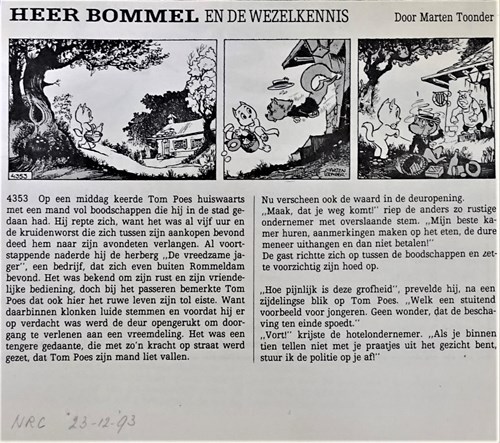 Bommel en Tom Poes - Krantenuitgaves 95 h - Heer Bommel en de Wezelkennis, Krantenknipsel (NRC-Handelsblad)