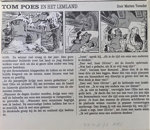 Bommel en Tom Poes - Krantenuitgaves 92 h - Tom Poes en het Lemland, Krantenknipsel (NRC-Handelsblad)