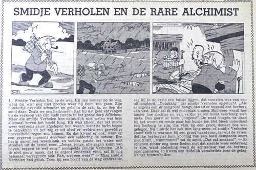 Smidje Verholen - krantenuitgaves 3 - Smidje Verholen en de rare alchemist, Krantenknipsel, Eerste druk (1950) (Overijsselsch Dagblad)