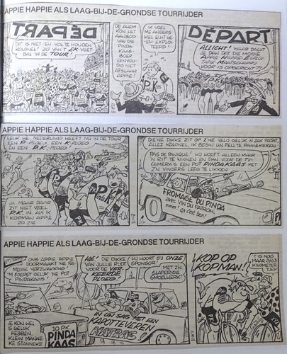 Appie Happie - krantenuitgaves  - Appie Happie als laag-bij-de-grondse Tourrijder, Krantenknipsel, Eerste druk (1984) (Haagse Courant)