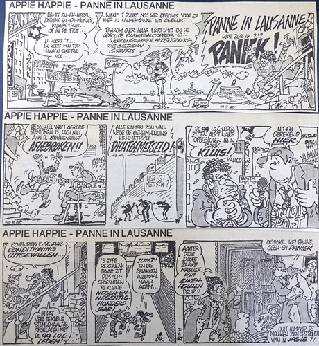 Appie Happie - krantenuitgaves  - Appie Happie - Panne in Lausanne, Krantenknipsel, Eerste druk (1986) (Haagse Courant)