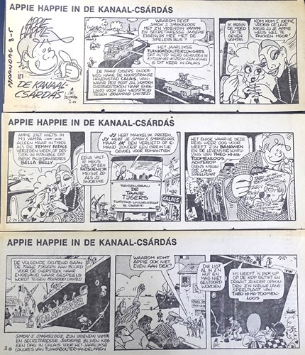 Appie Happie - krantenuitgaves  - Appie Happie in de Kanaal-Csardas, Krantenknipsel, Eerste druk (1976) (Haagse Courant)